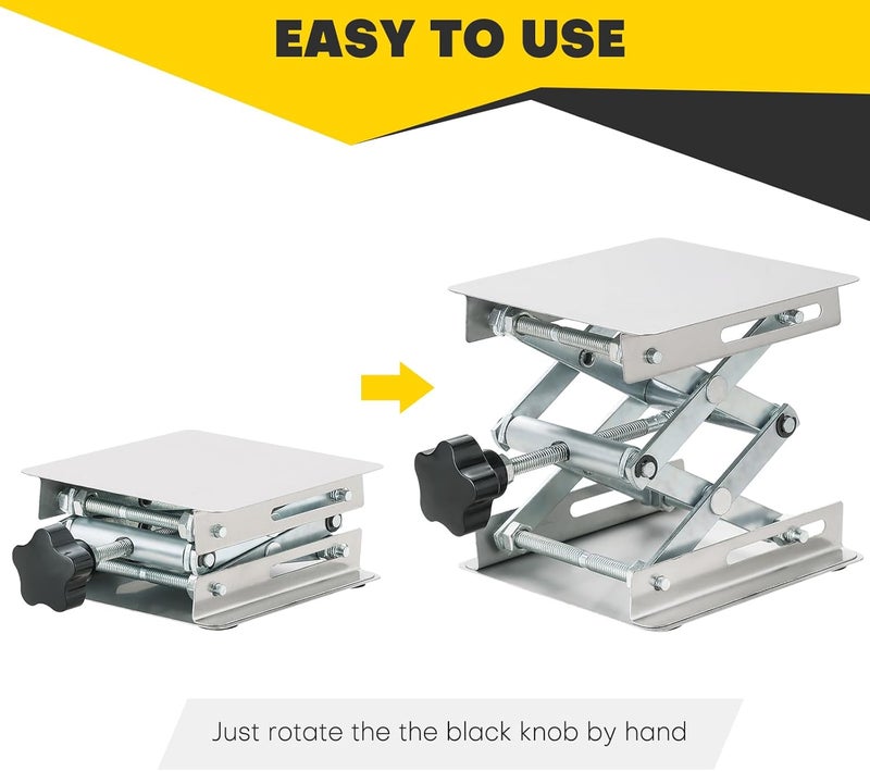 Acymner 4" x 4" Lift Table Lab Scissor Stand Platform | Stainless Steel Laboratory Lift Stand, Lab Lift Stand Table Lifting Jack Platform, Expandable Lift Height Range 1.7"/45mm to 5.9"/150mm - Image 5
